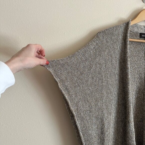 Eskander Rolling Front Tabard Sweater Cardigan Coco Tweed Womens OS Lagenlook - Picture 3 of 10